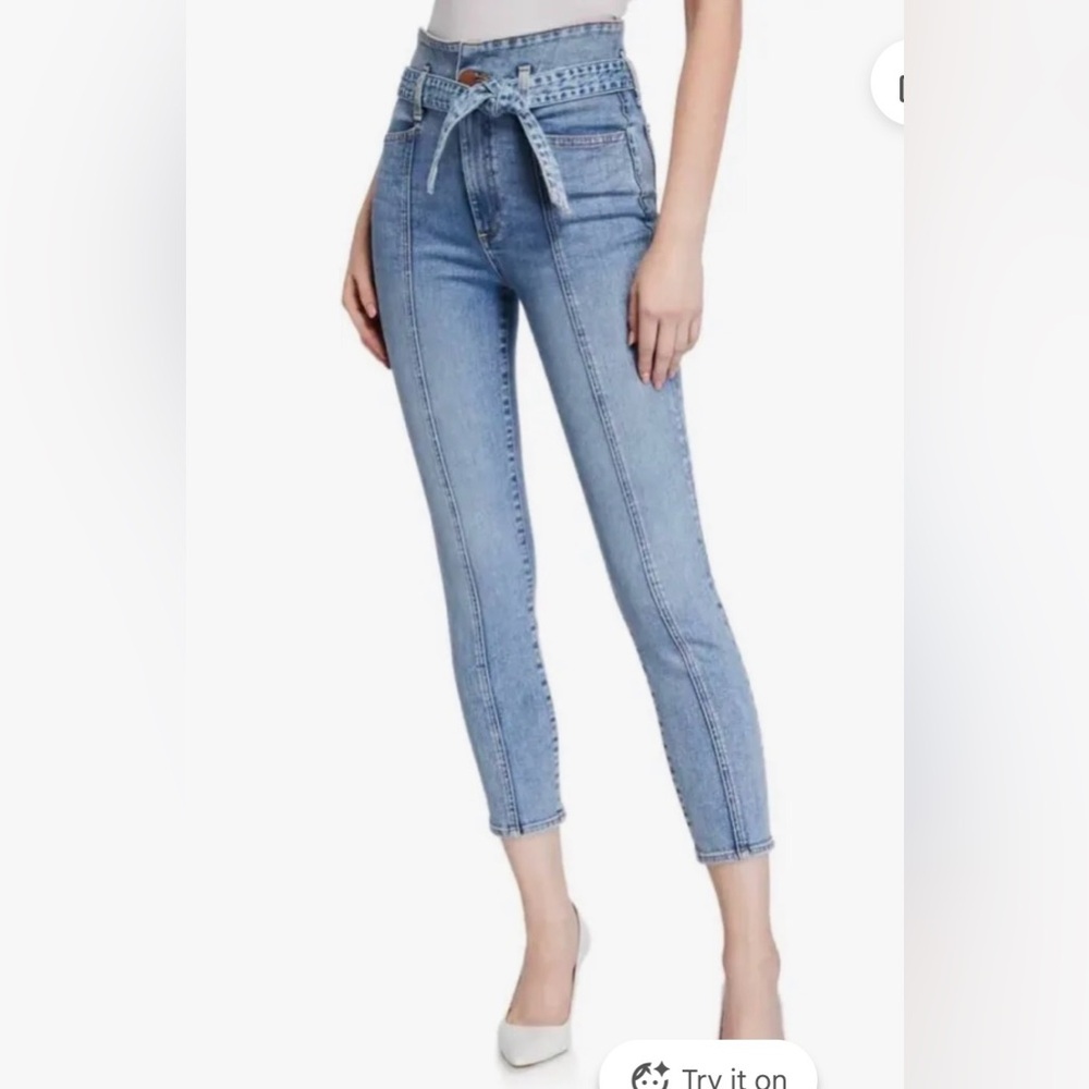 Alice + Olivia good high rise skinny waist band jean